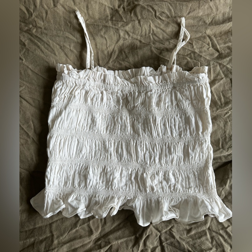 Laude the Label Smocked Strappy Top in White